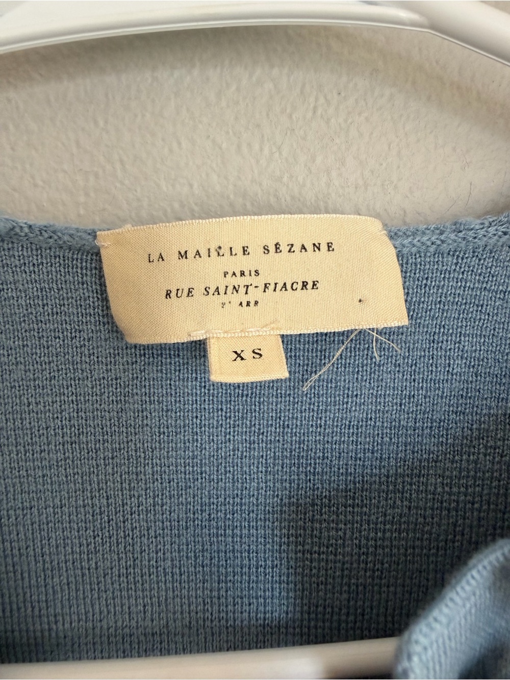 Sezane Bettany Cardigan Vintage Blue Merino Wool Lace Collar XS S23IJUP015E - Picture 5 of 8